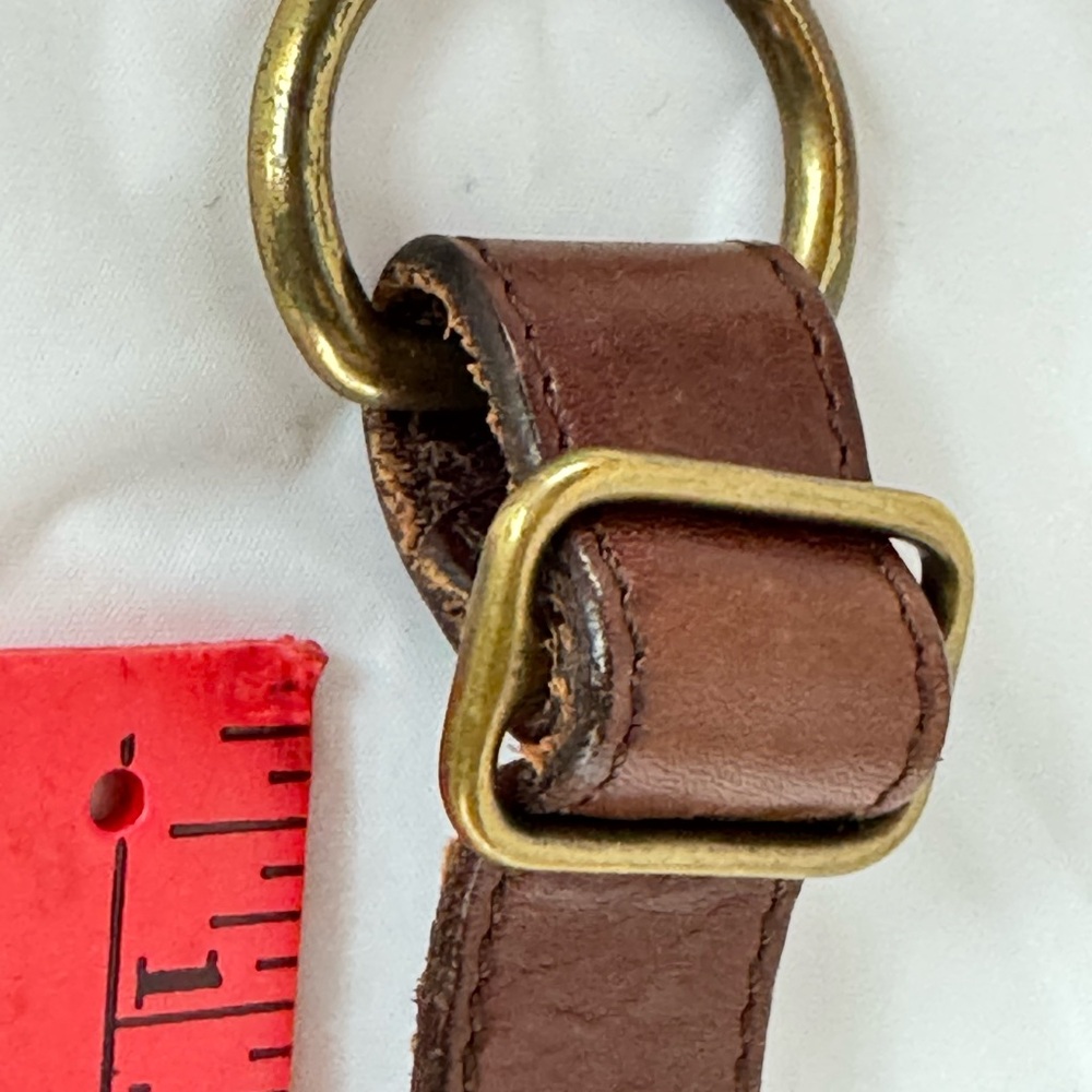 J Crew Brown Italian Leather Belt Gold Brass Buckle and Clip Size Sm Women’s
